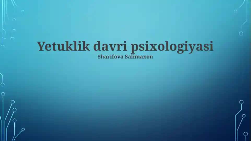 Yetuklik davri psixologiyasi