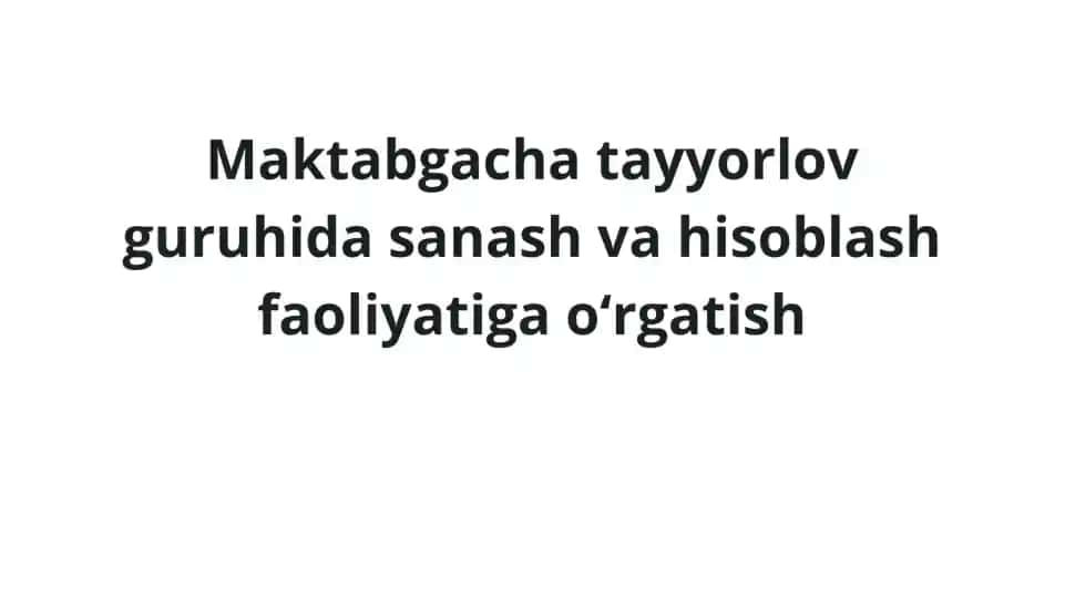 Maktabgacha tayyorlov