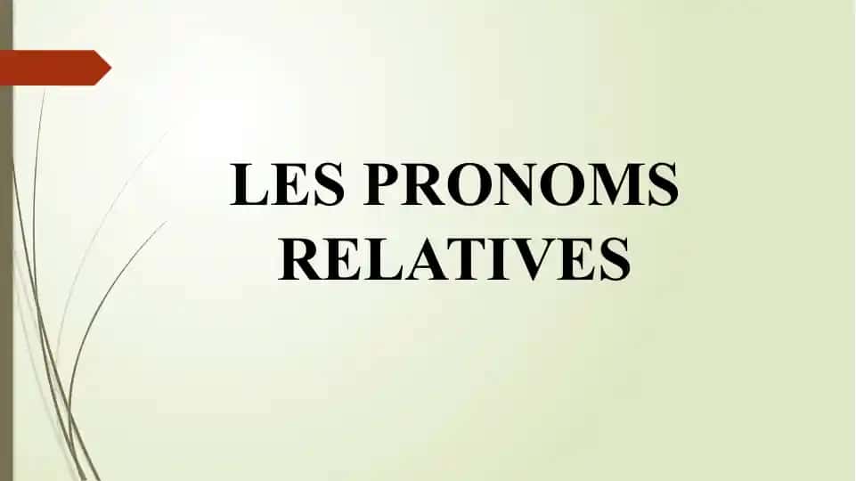 Les pronoms relatifs
