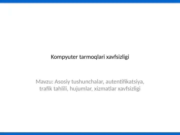 Kompyuter tarmoqlari xavfsizligi