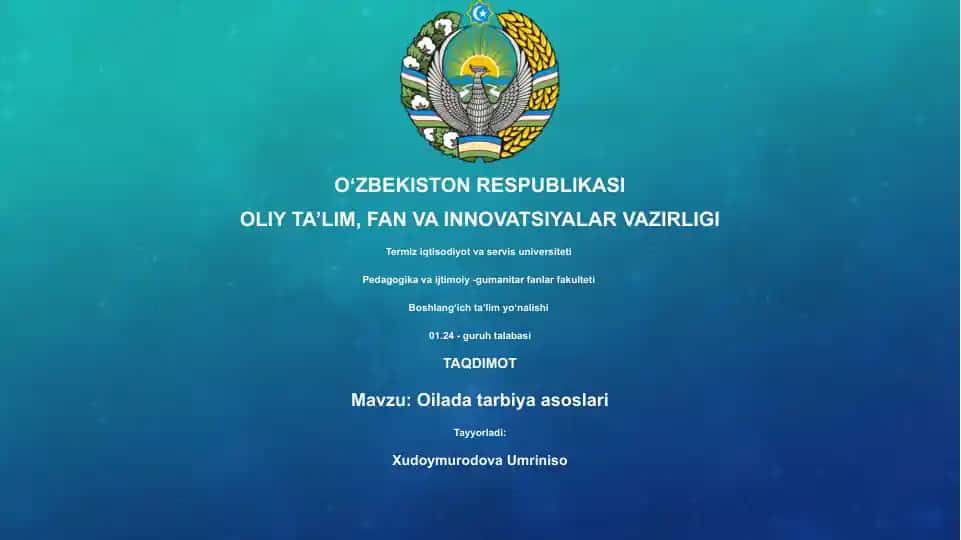Oilada tarbiya asoslari