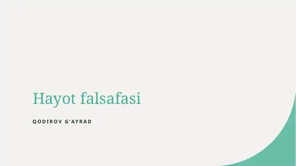 Hayot falsafasi