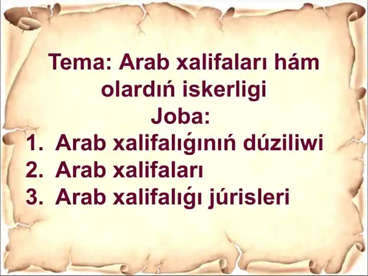 Arab xalifalarining iskerligi