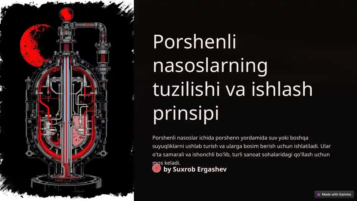 Porshenli nasoslarning tuzilishi va ishlash prinsipi