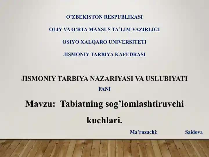 Jismоniy mashqlarning tavsifnоmasi