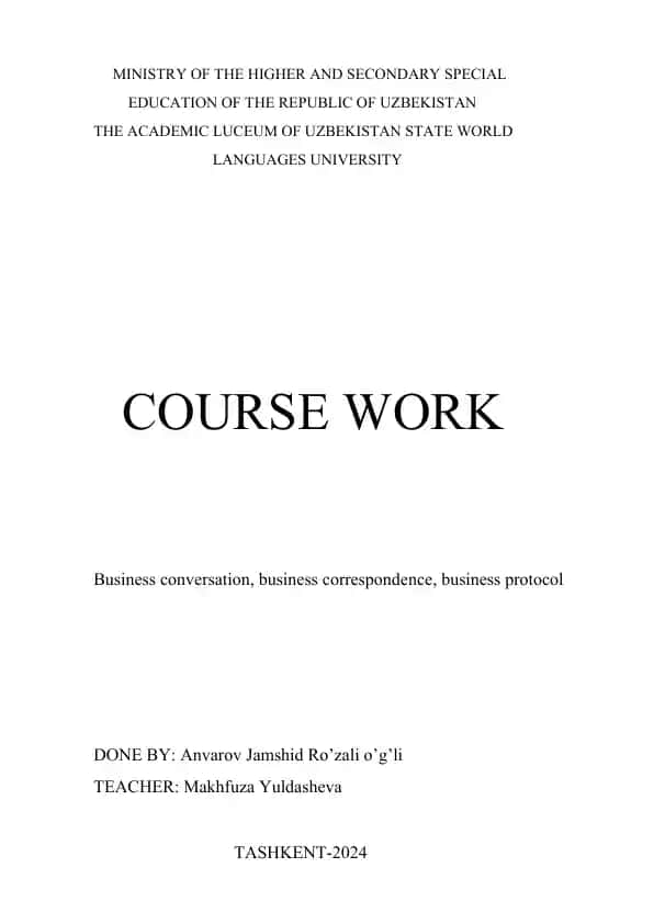 Business Conversation Course Work