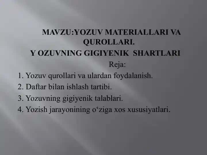 Yozuv Materiallari va Qurollari