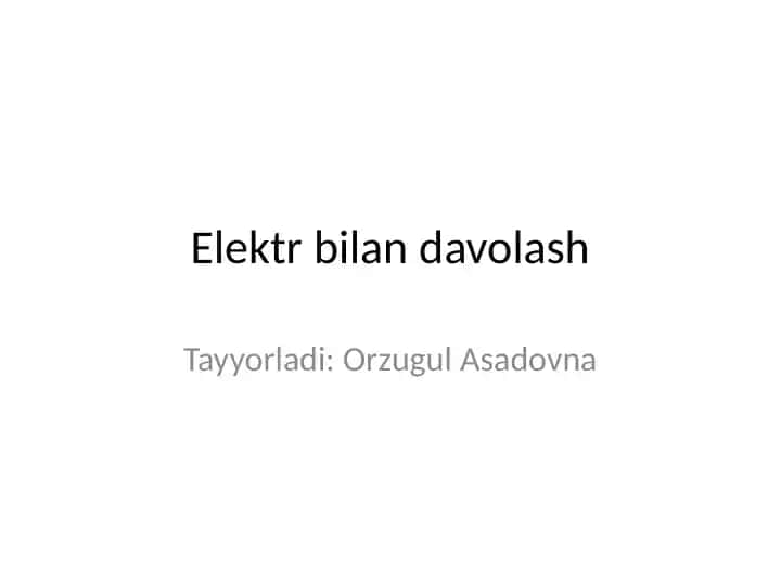 Elektr bilan davolash
