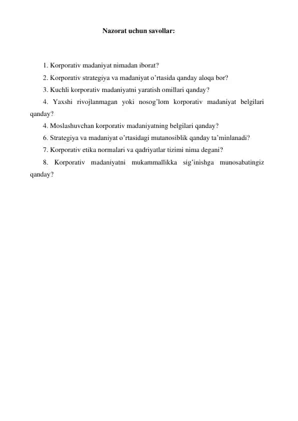 Korporativ madaniyatni yaratish omillari