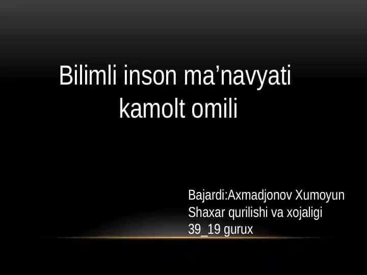 Bilimli inson ma’navyati