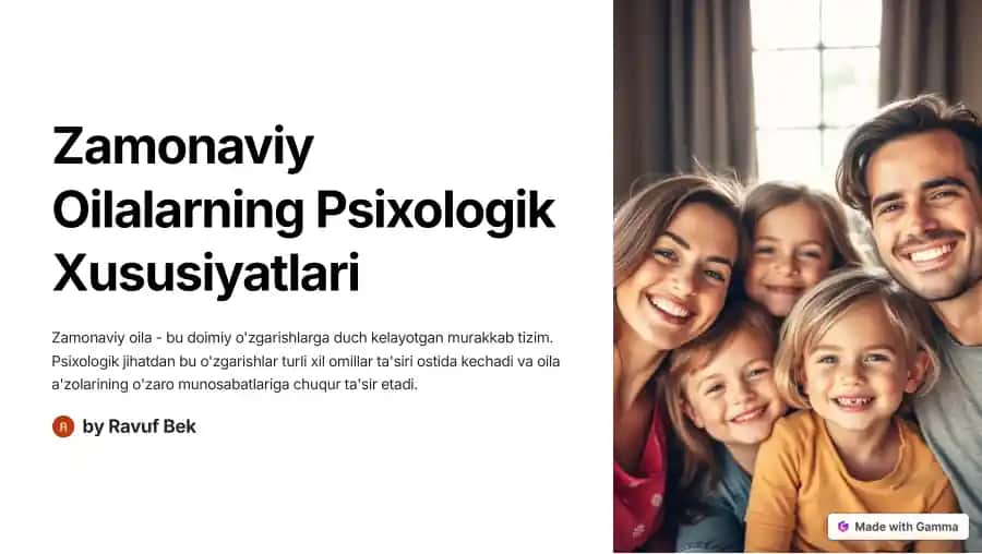 Zamonaviy Oila Psixologiyasi