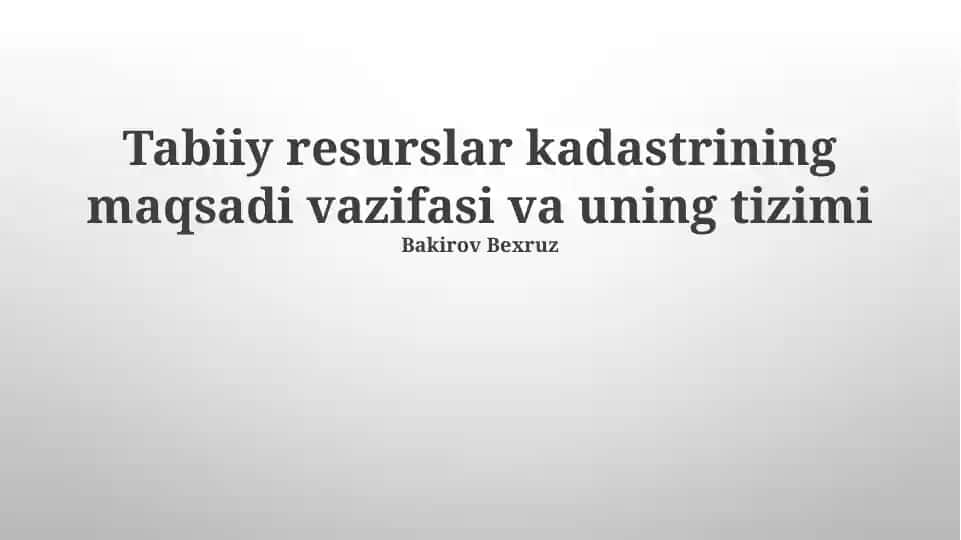 Tabiiy resurslar kadastri tizimi