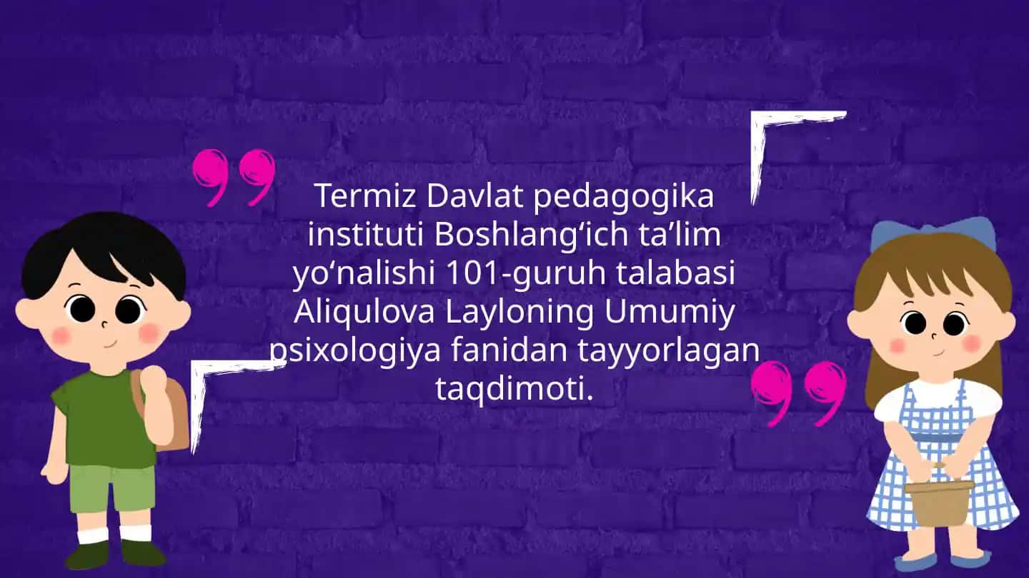 Umumiy psixologiya fanidan tayyorlangan taqdimot
