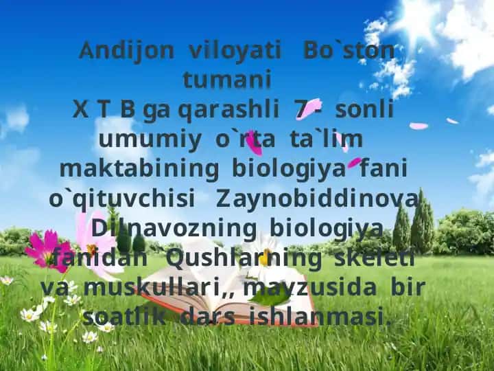 Qushlarning skeleti va muskullari darsi