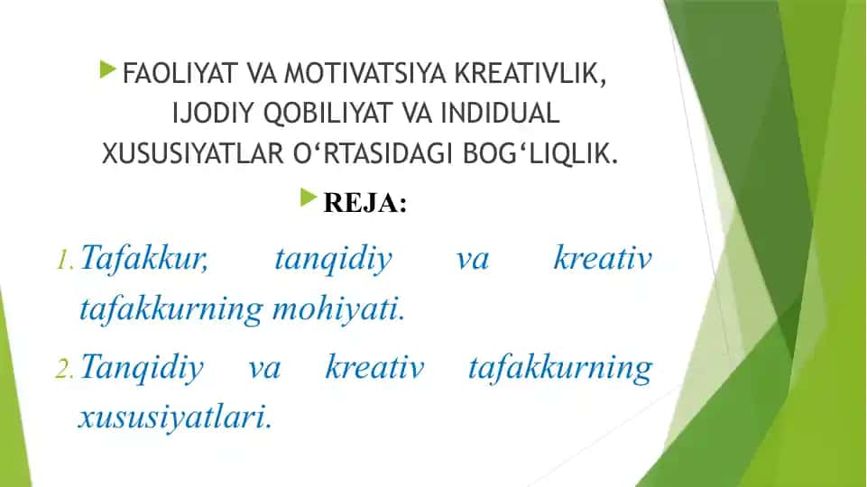 Tafakkur, Tanqidiy va Kreativ Tafakkur