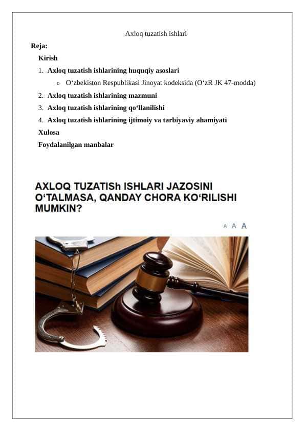 Axloq tuzatish ishlari