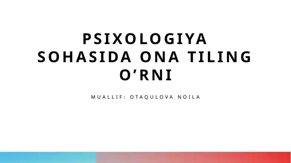 Ana tili Psixologiyasi
