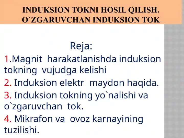 Induksion tok haqida