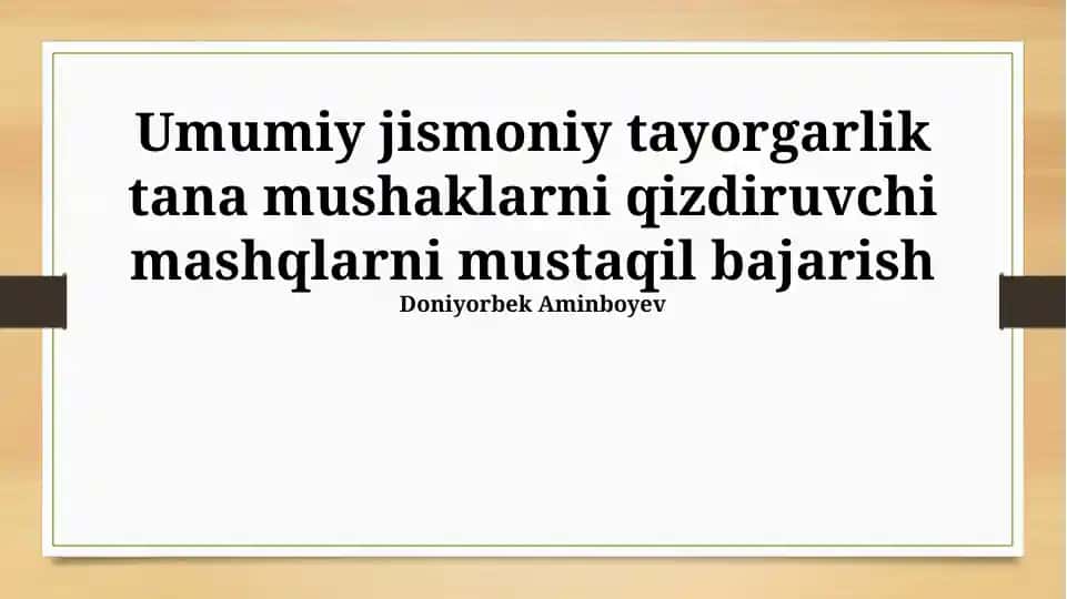 Umumiy jismoniy tayorgarlik