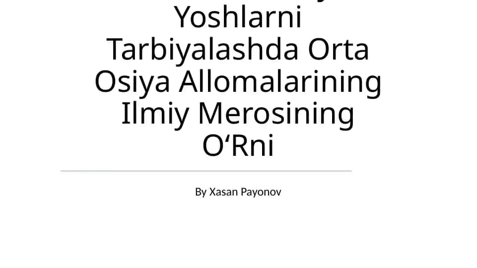 Yosh intellektlarni tarbiyalash