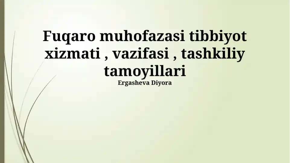 Fuqaro muhofazasi tibbiyot xizmati (taqdimot)