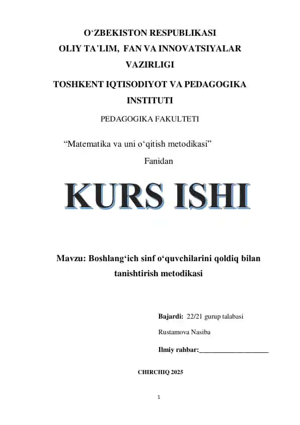 Matematika va uni oʻqitish metodikasi