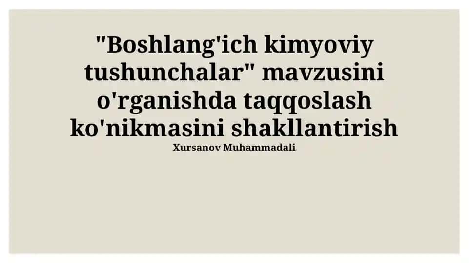 "Boshlang'ich kimyoviy tushunchalar"