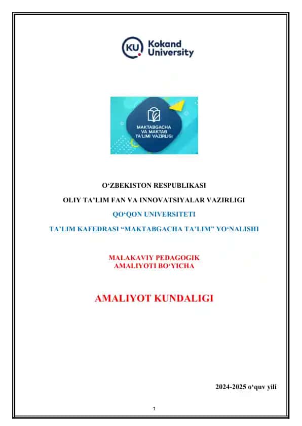 Pedagogik Amaliyot Kundaligi
