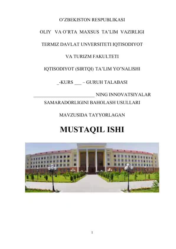 Innovatsiyalar samaradorligini baholash usullari