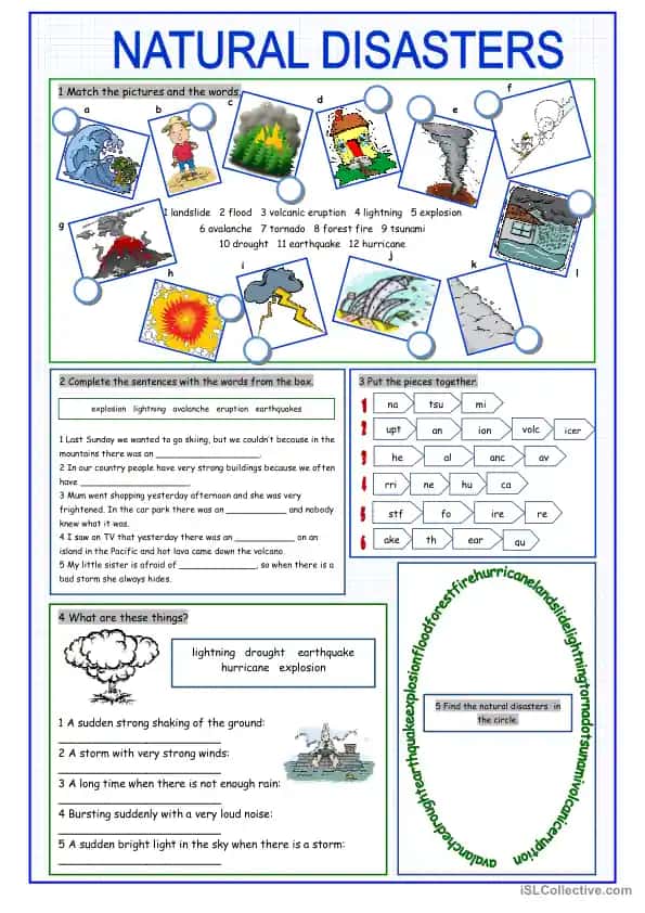 Natural Disasters Matching Activity