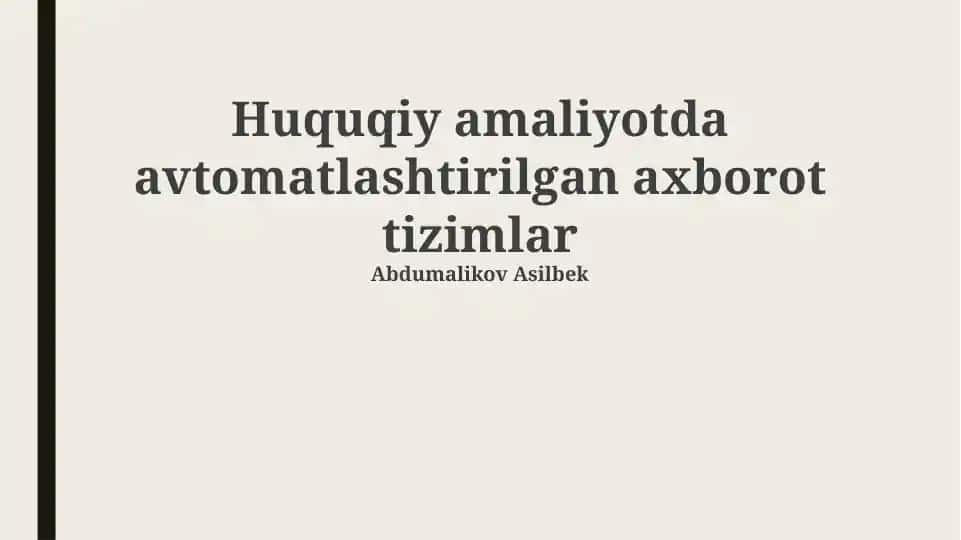 Sud Jarayonlarini Avtomatlashtirish