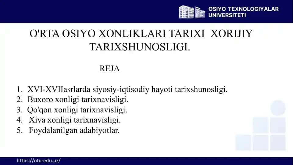 O'RTA OSIYO XONLIKLARI TARIXI