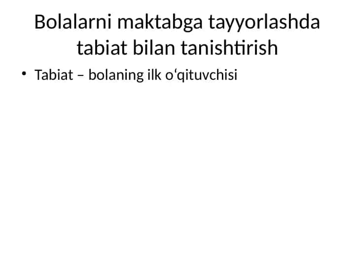 Bolalarni maktabga tayyorlashda tabiat bilan tanishtirish