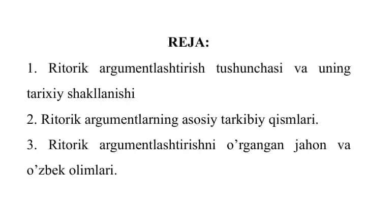 Ritorik argumentlashtirish tushunchasi va uning tarixiy shakllanishi