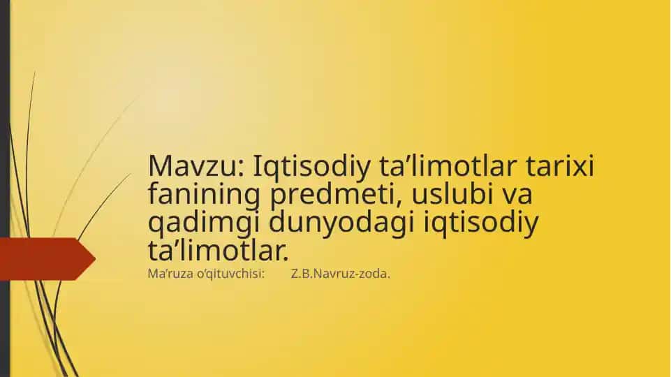 Iqtisodiy ta’limotlar tarixi