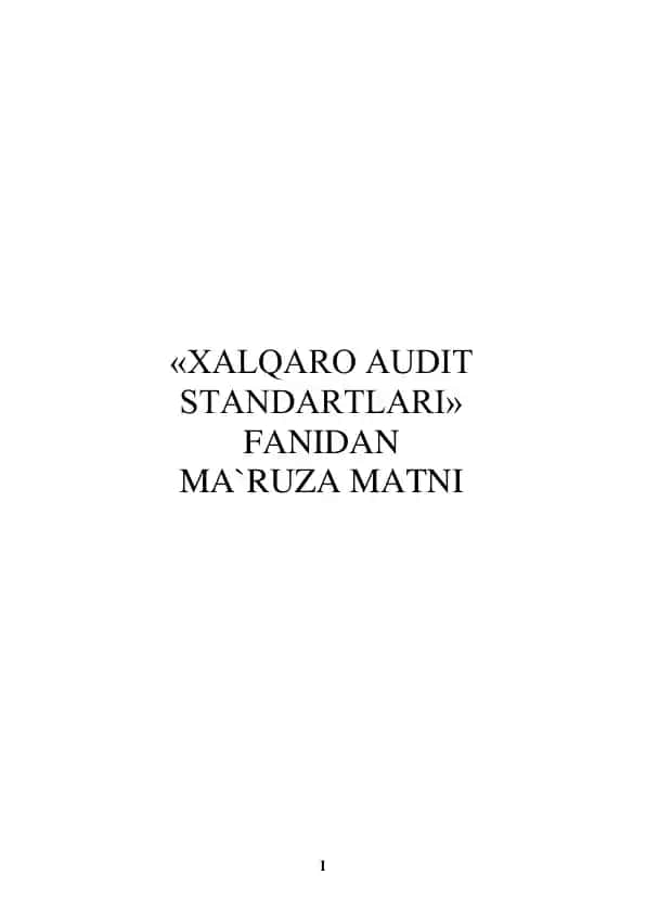 XALQARO AUDIT STANDARTLARI