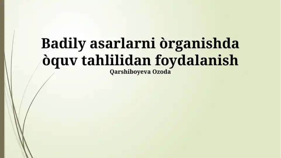 Yomon odatlarni òrganishda òquv tahlilidan foydalanish