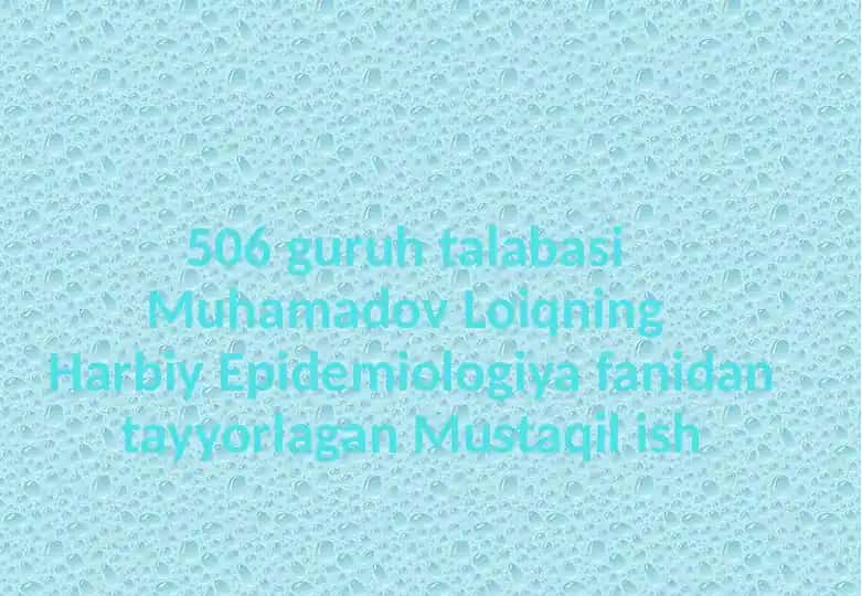 Harbiy Epidemiologiya
