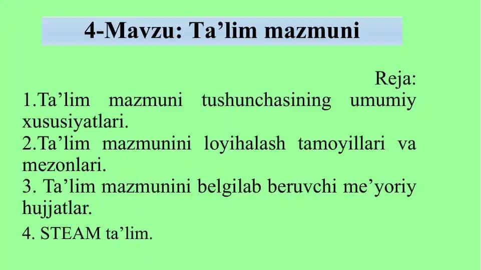 Ta’lim mazmuni
