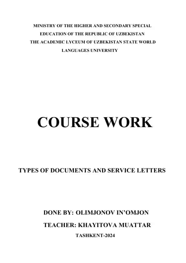 Types of Documents and Service Letters