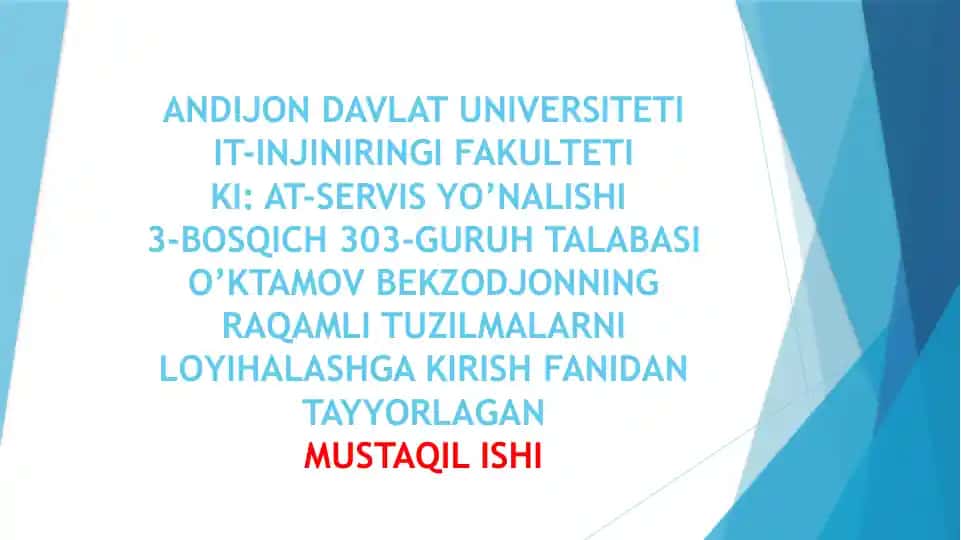 Analog va Raqamli Tizimlar