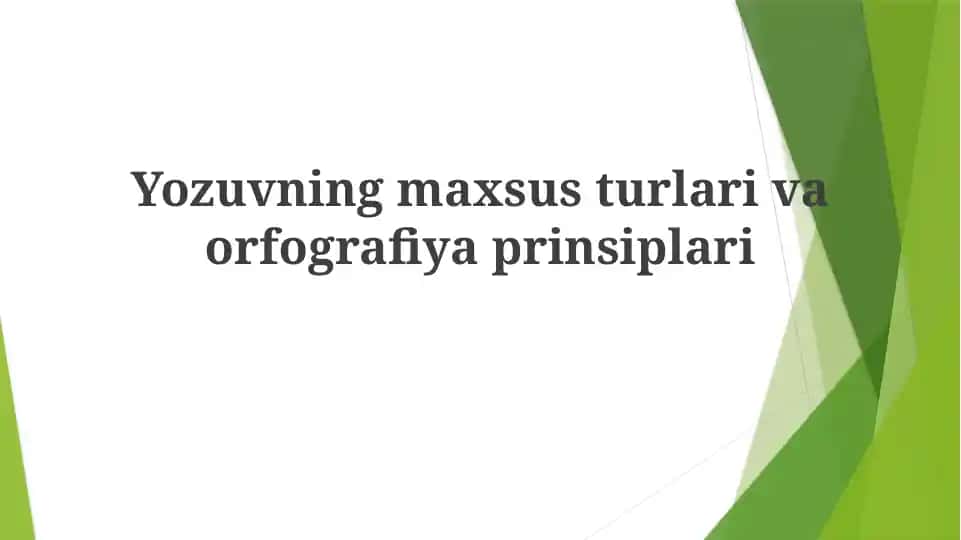 Yozuvning maxsus turlari va orfografiya prinsiplari