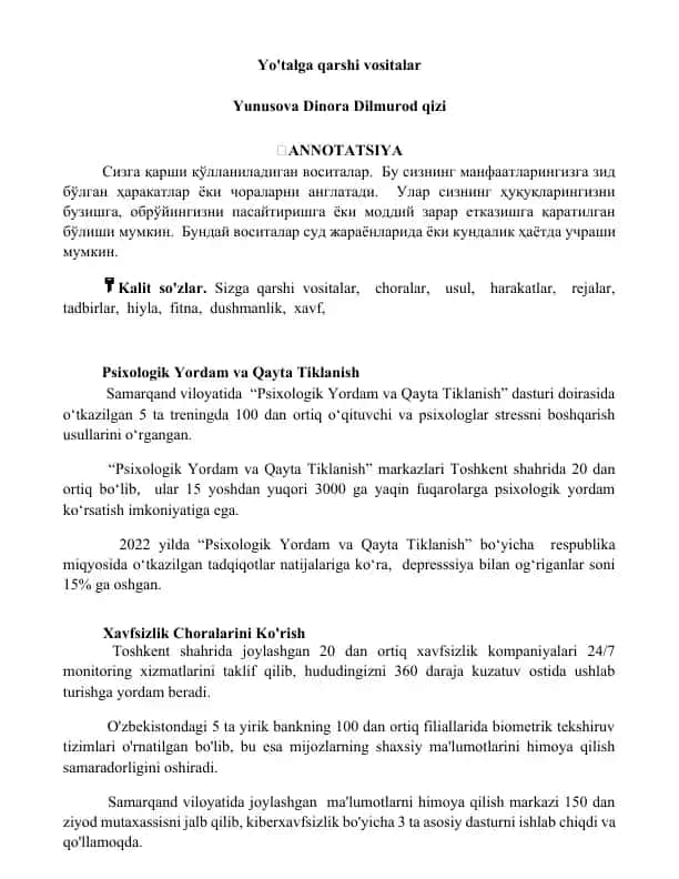 Psixologik Yordam va Qayta Tiklanish
