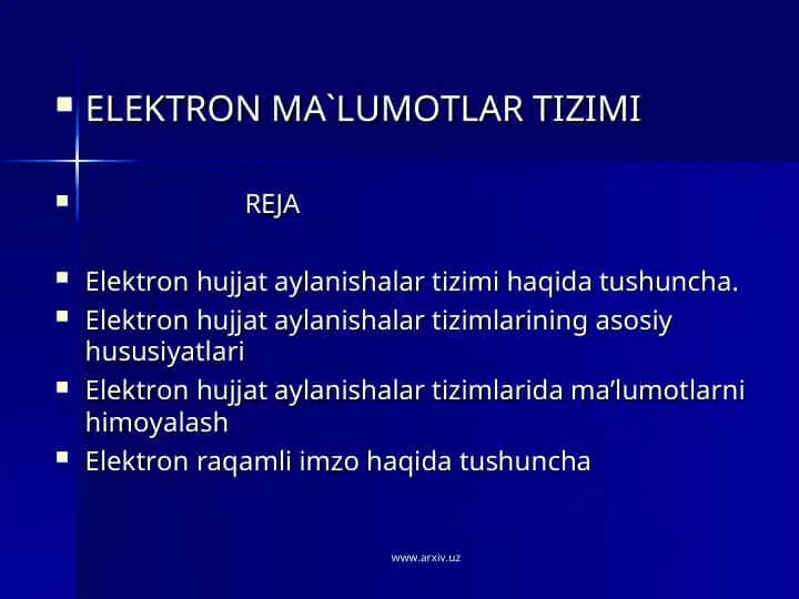 Elektron MA`LUMOTLAR TIZIMI