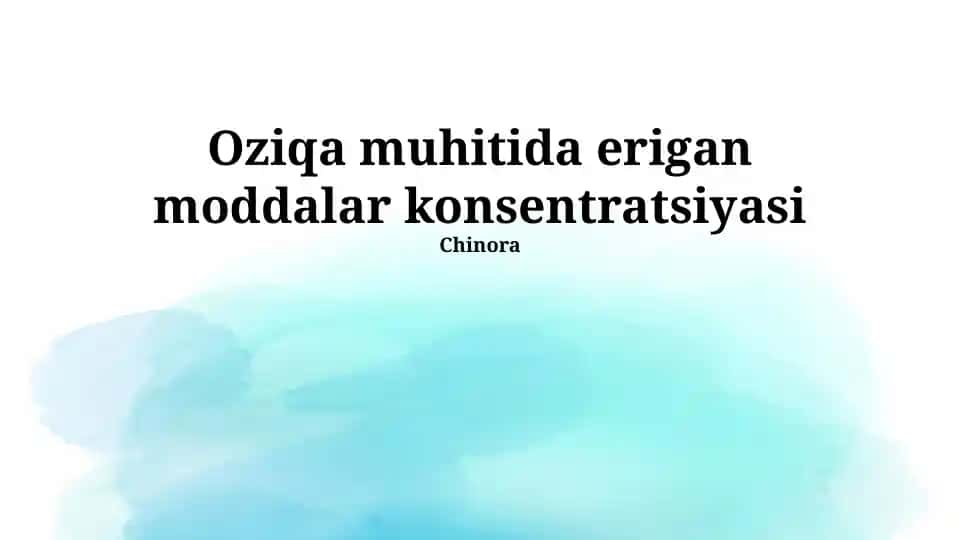 Oziqa muhitida erigan moddalar konsentratsiyasi