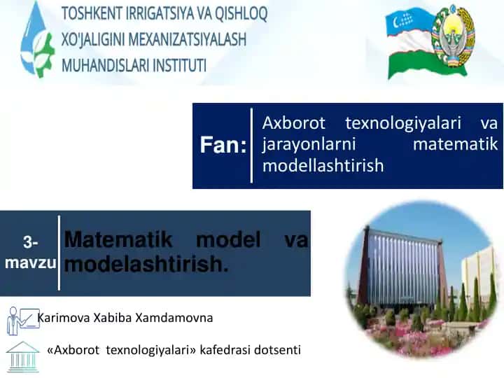 Axborot texnologiyalari va matematik modelashtirish