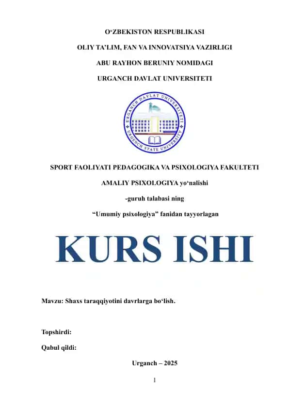 Shaxs taraqqiyotini davrlarga bo‘lish