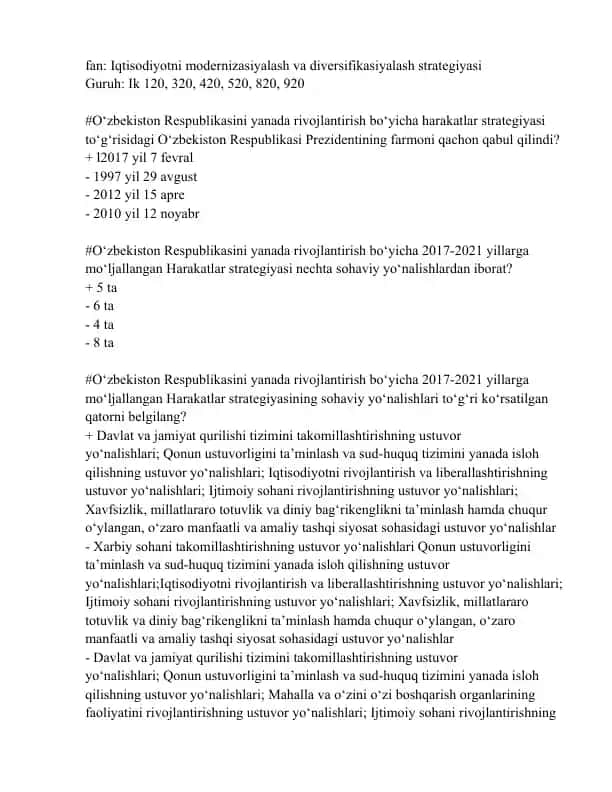 O‘zbekiston Respublikasini yanada rivojlantirish bo‘yicha harakatlar strategiyasi