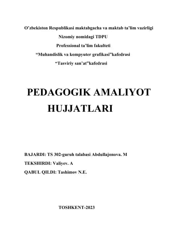 PEDAGOGIK AMALIYOT HUJJATLARI