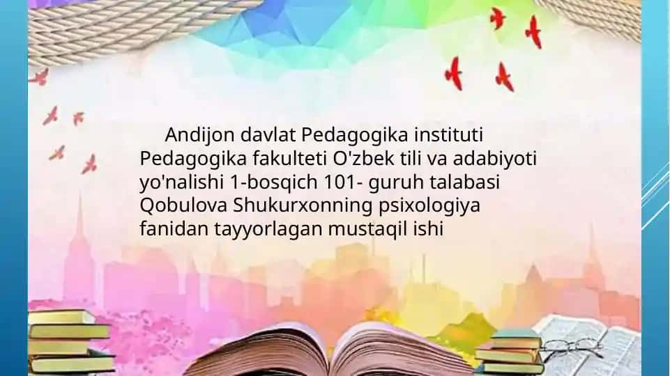 Psixologiya fanidan tayyorlagan slayd